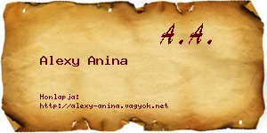 Alexy Anina névjegykártya